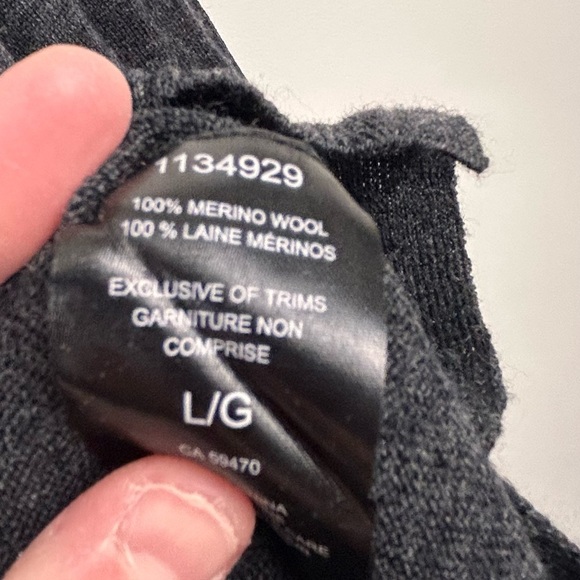 Badgley Mischka Merino Wool Sweater Large Dark Gray - Picture 9 of 9